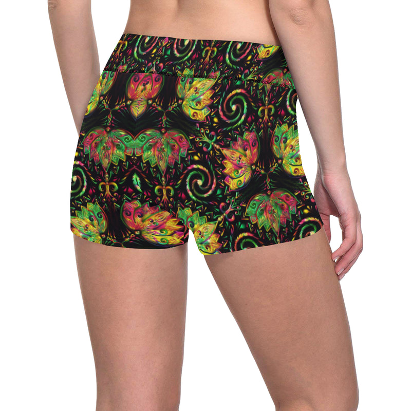 lotus Boho Pattern Print Design LO09 Yoga Shorts