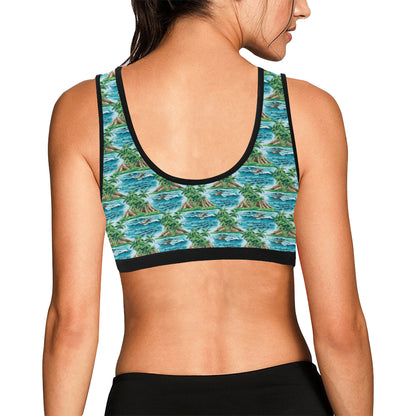 Palm Tree Hawaiian Themed Design Print Sports Bra
