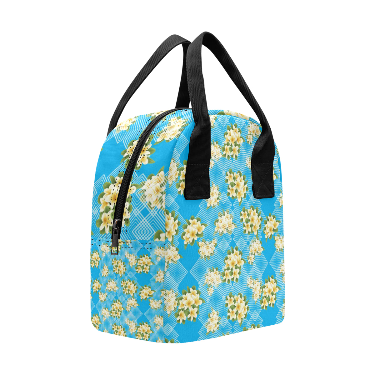 Yellow Plumeria Design Print Pattern Insulated Lunch Bag
