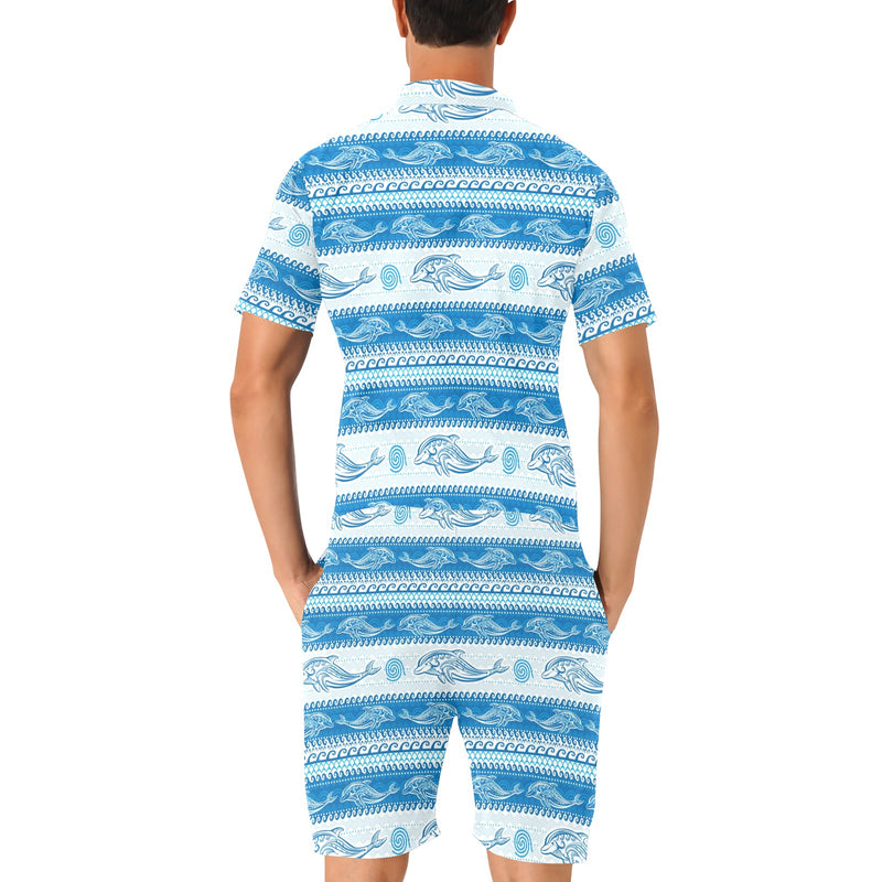 Dolphin Tribal Print Pattern Men's Romper