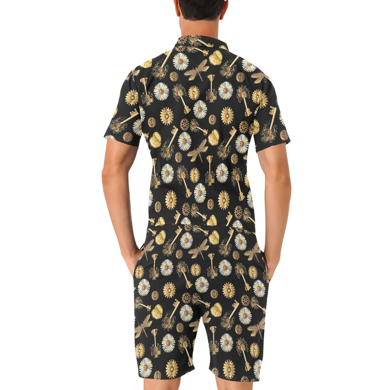 Steampunk Key Dragonfly Print Design LKS303 Men's Romper