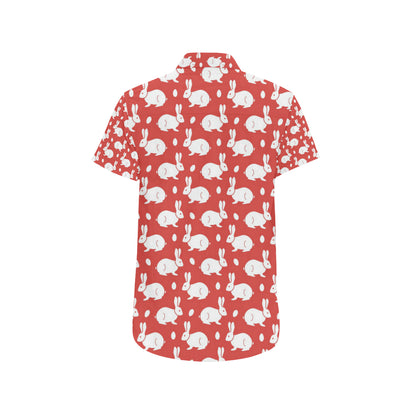 Rabbit Pattern Print Design RB017 Men's Short Sleeve Button Up Shirt