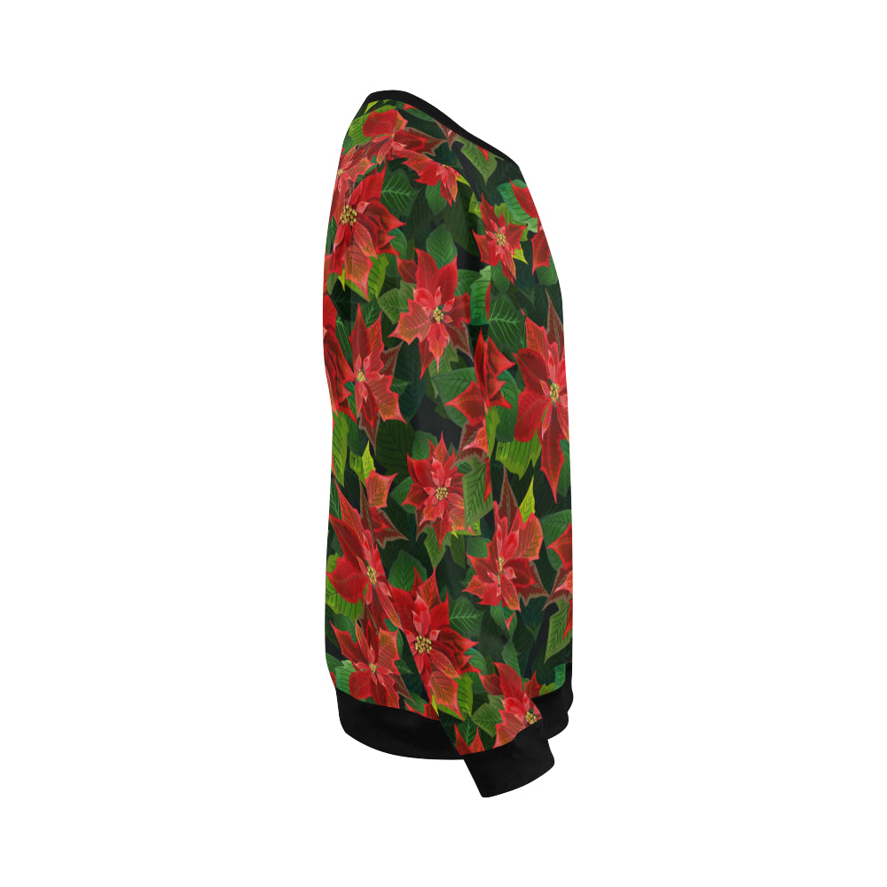 Poinsettia Pattern Print Design POT04 Men Long Sleeve Sweatshirt