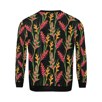 Heliconia Pattern Print Design HL01 Men Long Sleeve Sweatshirt