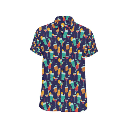 Cocktail Pattern Print Design 06 Men's Short Sleeve Button Up Shirt