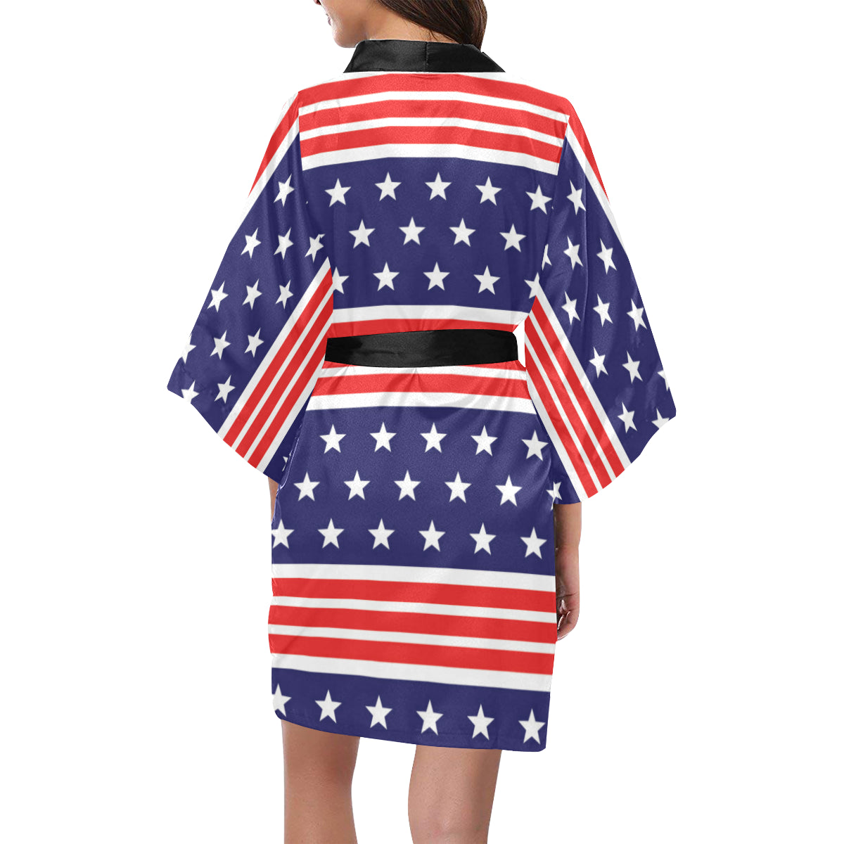 Patriotic Pattern Print Design A04 Women's Short Kimono
