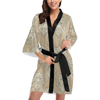 Pekingese Pattern Print Design A01 Women's Short Kimono