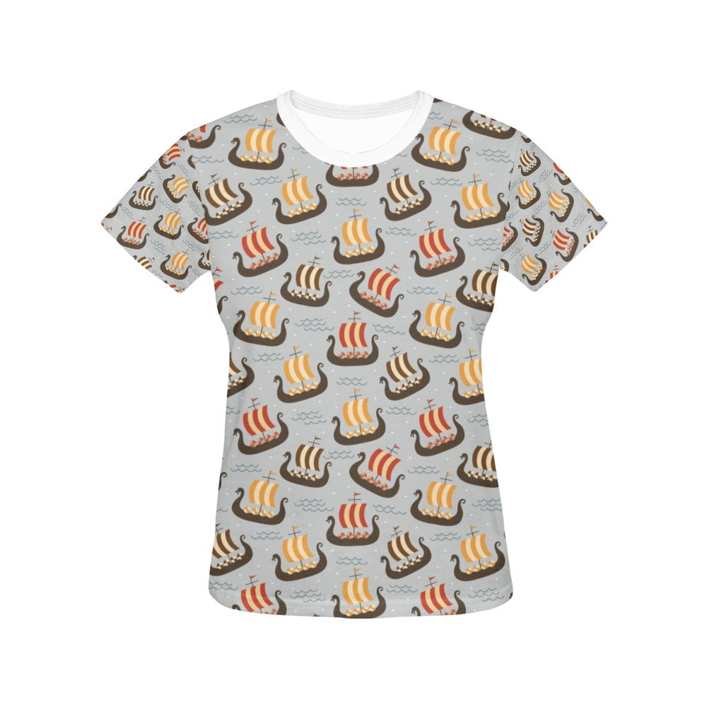 Vikings Print Design LKS308 Women's  T-shirt