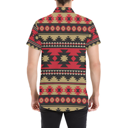 Navajo Pattern Print Design A04 Men's Short Sleeve Button Up Shirt