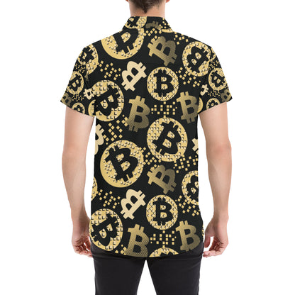 Bitcoin Pattern Print Design DO06 Men's Short Sleeve Button Up Shirt