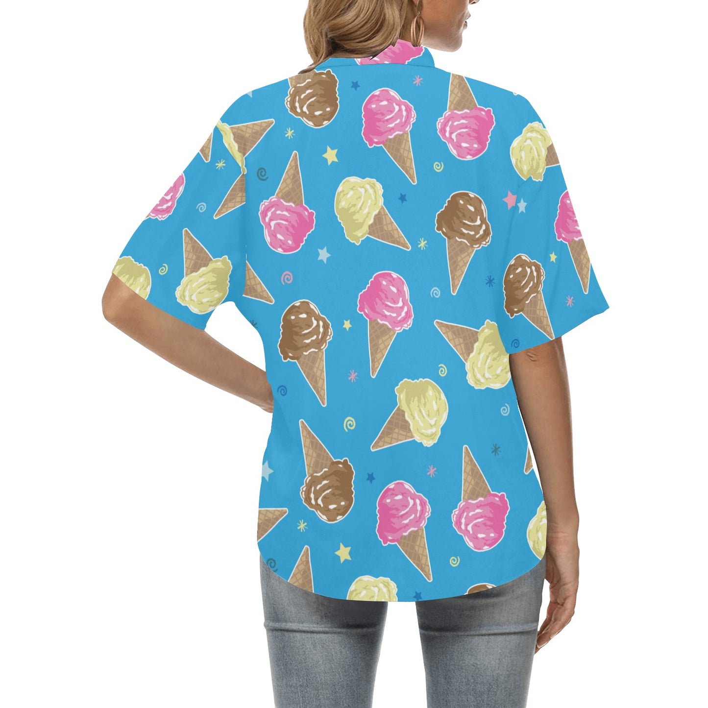 Ice Cream Pattern Print Design 01 Women's Hawaiian Shirt