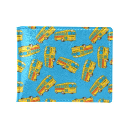 School Bus Print Design LKS302 Men's ID Card Wallet