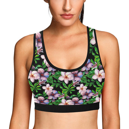 Plumeria Pattern Print Design PM01 Sports Bra