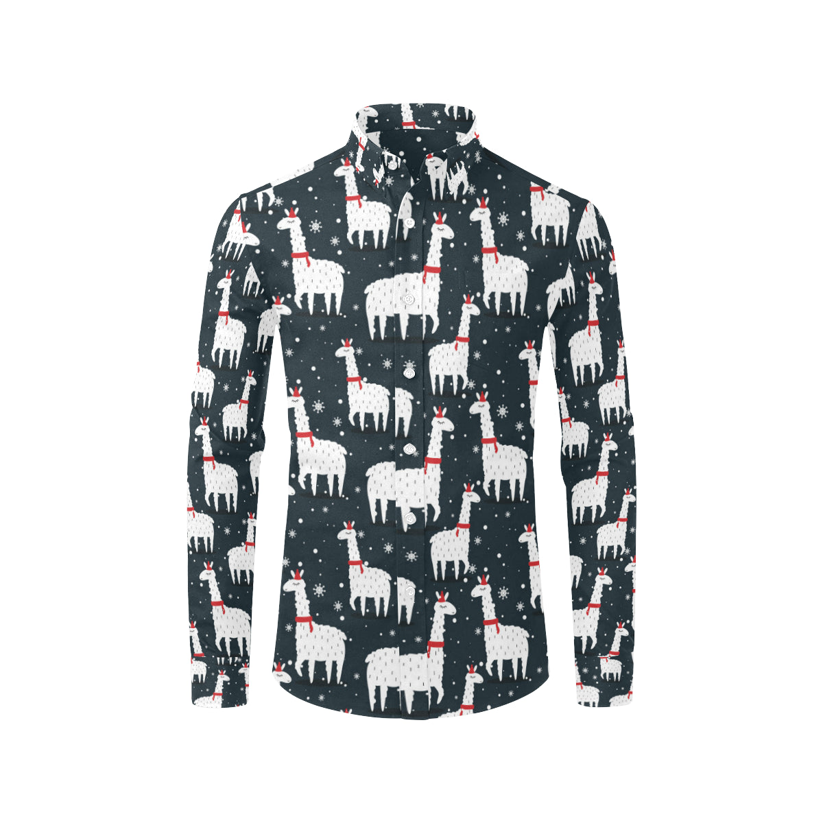 Alpaca Pattern Print Design 04 Men's Long Sleeve Shirt