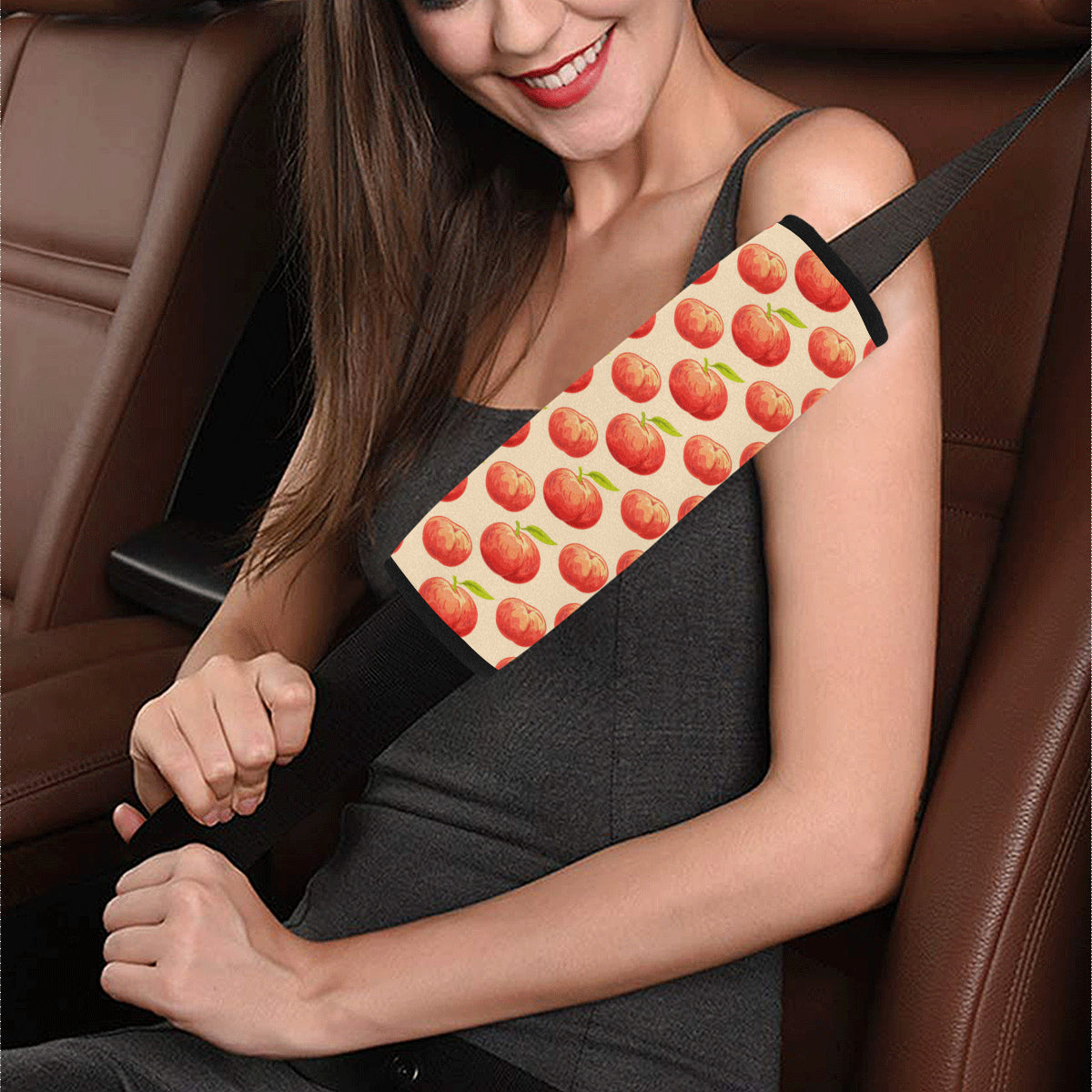 Peach Pattern Print Design A03 Car Seat Belt Cover