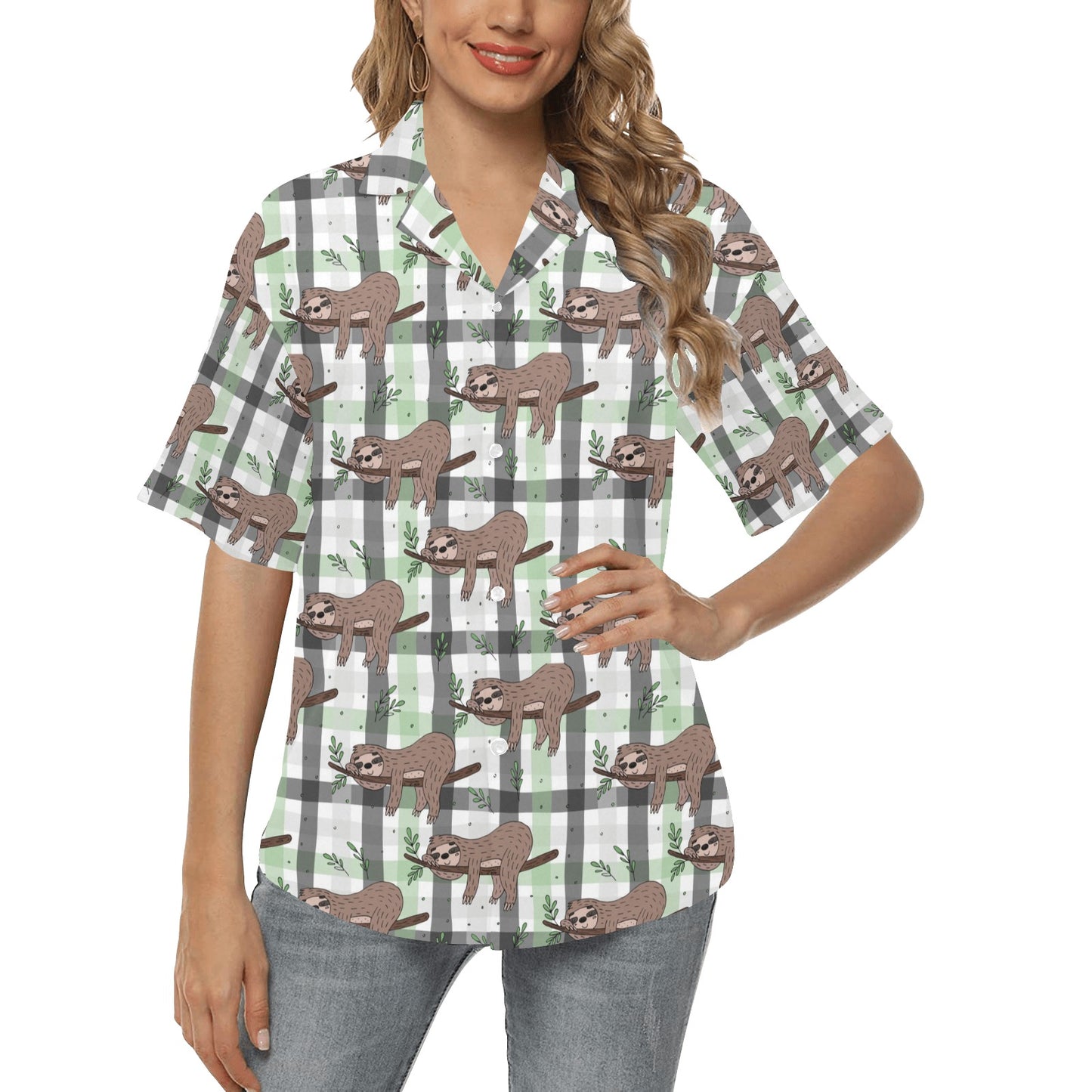 Sloth Print Design LKS301 Women's Hawaiian Shirt