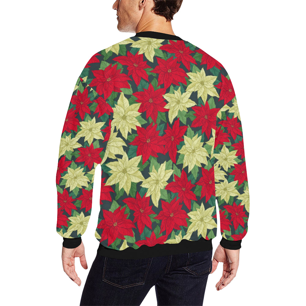Poinsettia Pattern Print Design POT06 Men Long Sleeve Sweatshirt