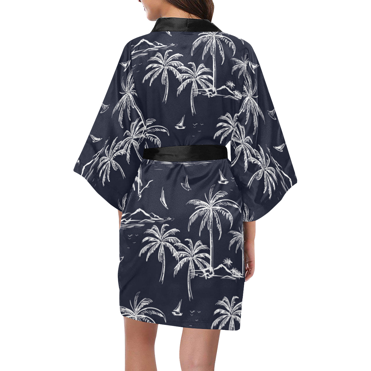 Pacific island Pattern Print Design A02 Women's Short Kimono