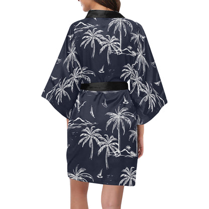 Pacific island Pattern Print Design A02 Women's Short Kimono