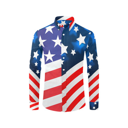 American flag Print Men's Long Sleeve Shirt