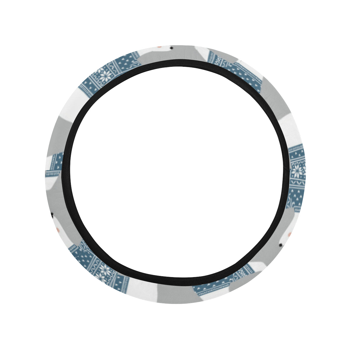 Polar Bear Pattern Print Design A03 Steering Wheel Cover with Elastic Edge