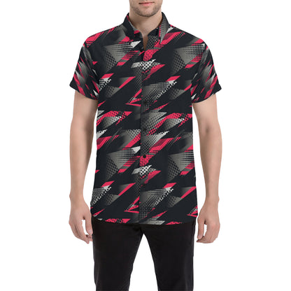 Racing Style Pattern Print Design A04 Men's Short Sleeve Button Up Shirt