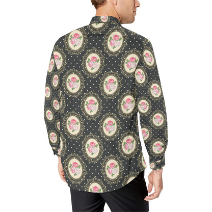 Rose Pattern Print Design RO015 Men's Long Sleeve Shirt