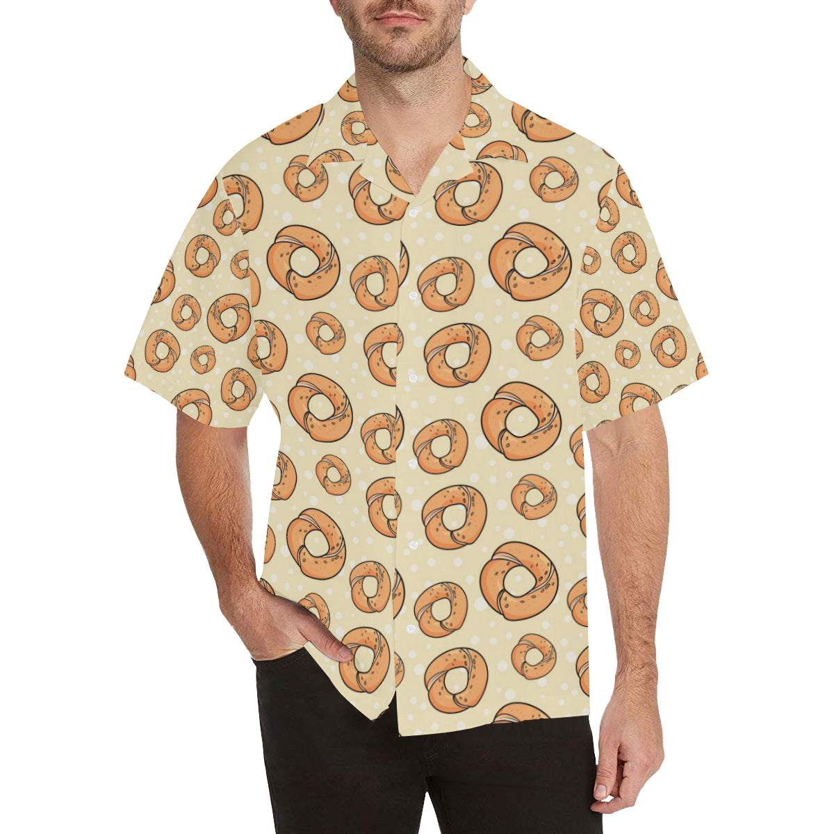 Bagel Pattern Print Design 03 Men's Hawaiian Shirt