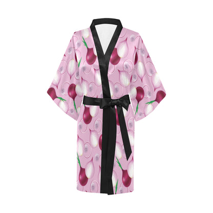 Onion Pattern Print Design A01 Women's Short Kimono