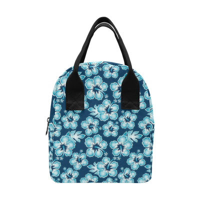 Blue Hibiscus Pattern Print Design HB011 Insulated Lunch Bag