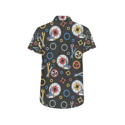 Mechanic Pattern Print Design 01 Men's Short Sleeve Button Up Shirt