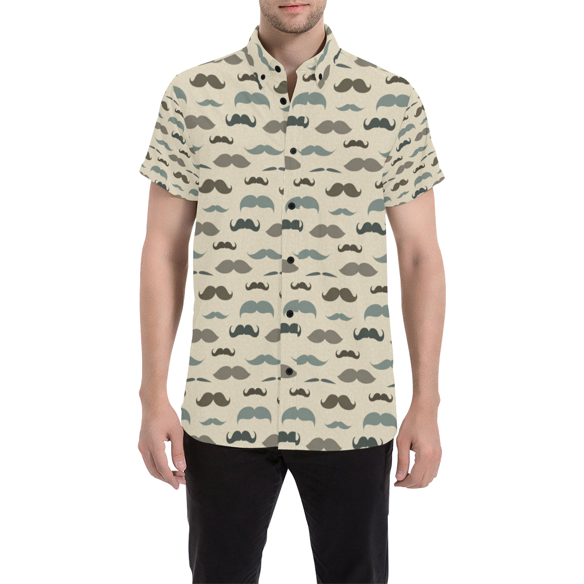 Mustache Pattern Print Design A01 Men's Short Sleeve Button Up Shirt