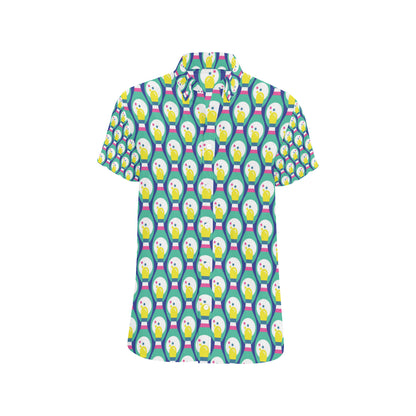 Bowling Pattern Print Design 04 Men's Short Sleeve Button Up Shirt