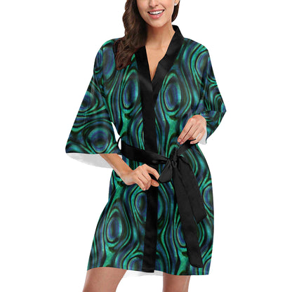 Abalone Pattern Print Design 01 Women's Short Kimono
