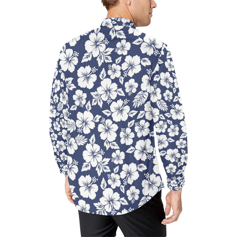 Hibiscus Pattern Print Design HB012 Men's Long Sleeve Shirt