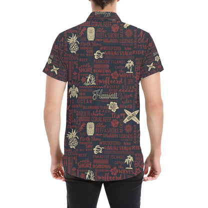 Hawaiian Themed Pattern Print Design H017 Men's Short Sleeve Button Up Shirt