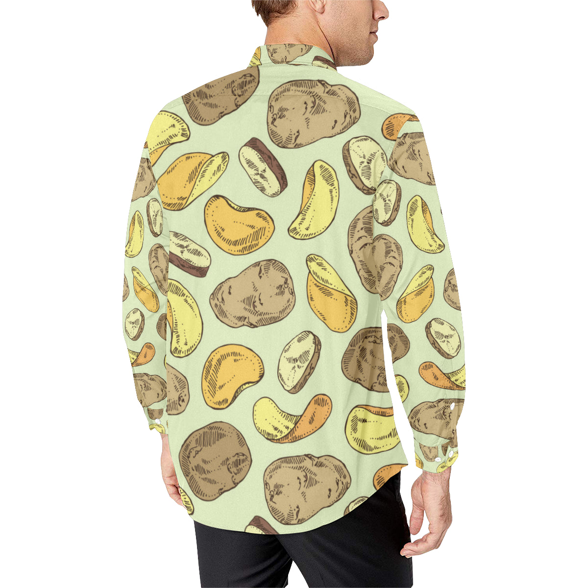 Potato Pattern Print Design A03 Men's Long Sleeve Shirt