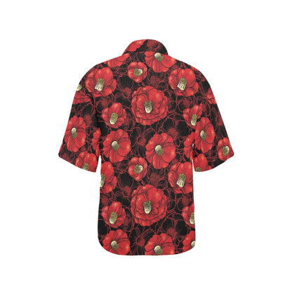 Camellia Pattern Print Design CM06 Women's Hawaiian Shirt