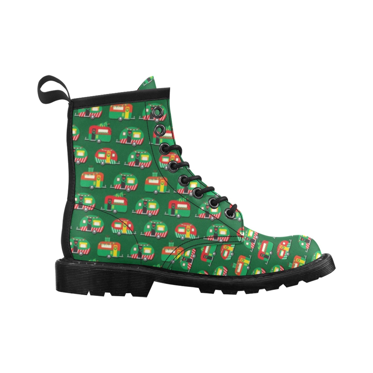 Camper Camping Christmas Themed Print Women's Boots