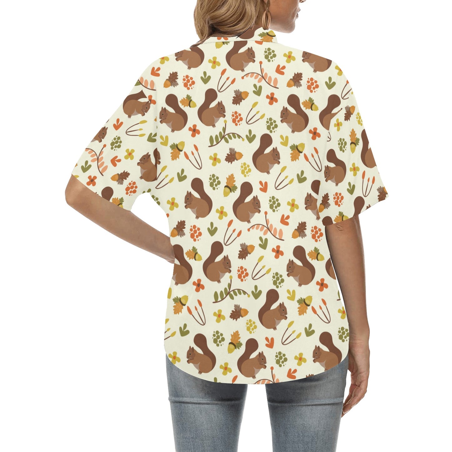 Squirrel Print Design LKS3010 Women's Hawaiian Shirt