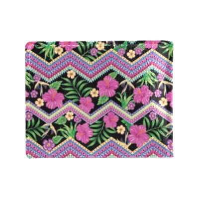 Hibiscus Pink Zigzag Line Pattern Design LKS307 Men's ID Card Wallet