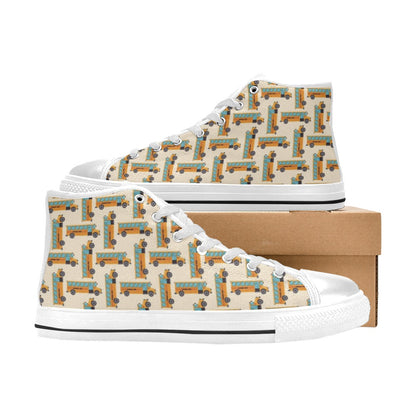 School Bus Print Design LKS305 High Top Women's White Shoes
