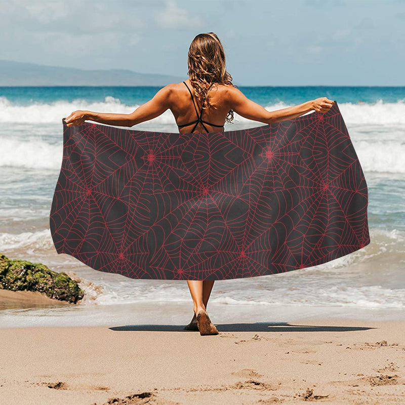 Spider Web Red Print Design LKS302 Beach Towel 32" x 71"