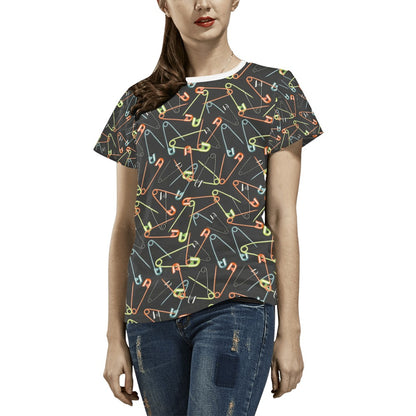 Safety Pin Print Design LKS301 Women's  T-shirt