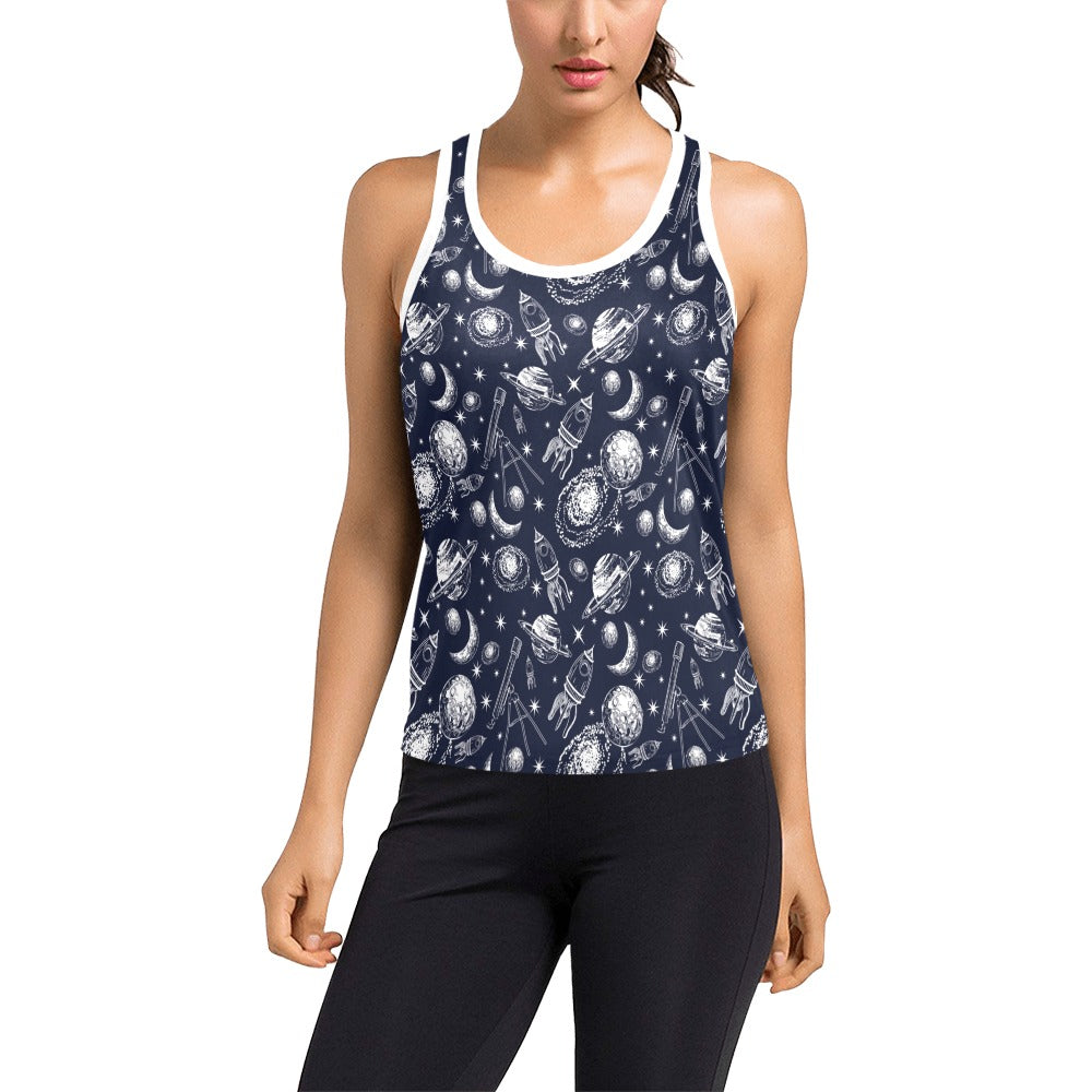 Space Rocket Print Design LKS301 Women's Racerback Tank Top