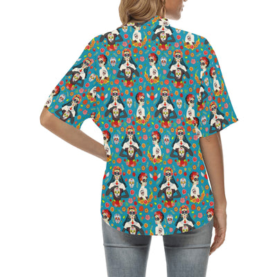 Day of the Dead Old School Girl Design Women's Hawaiian Shirt