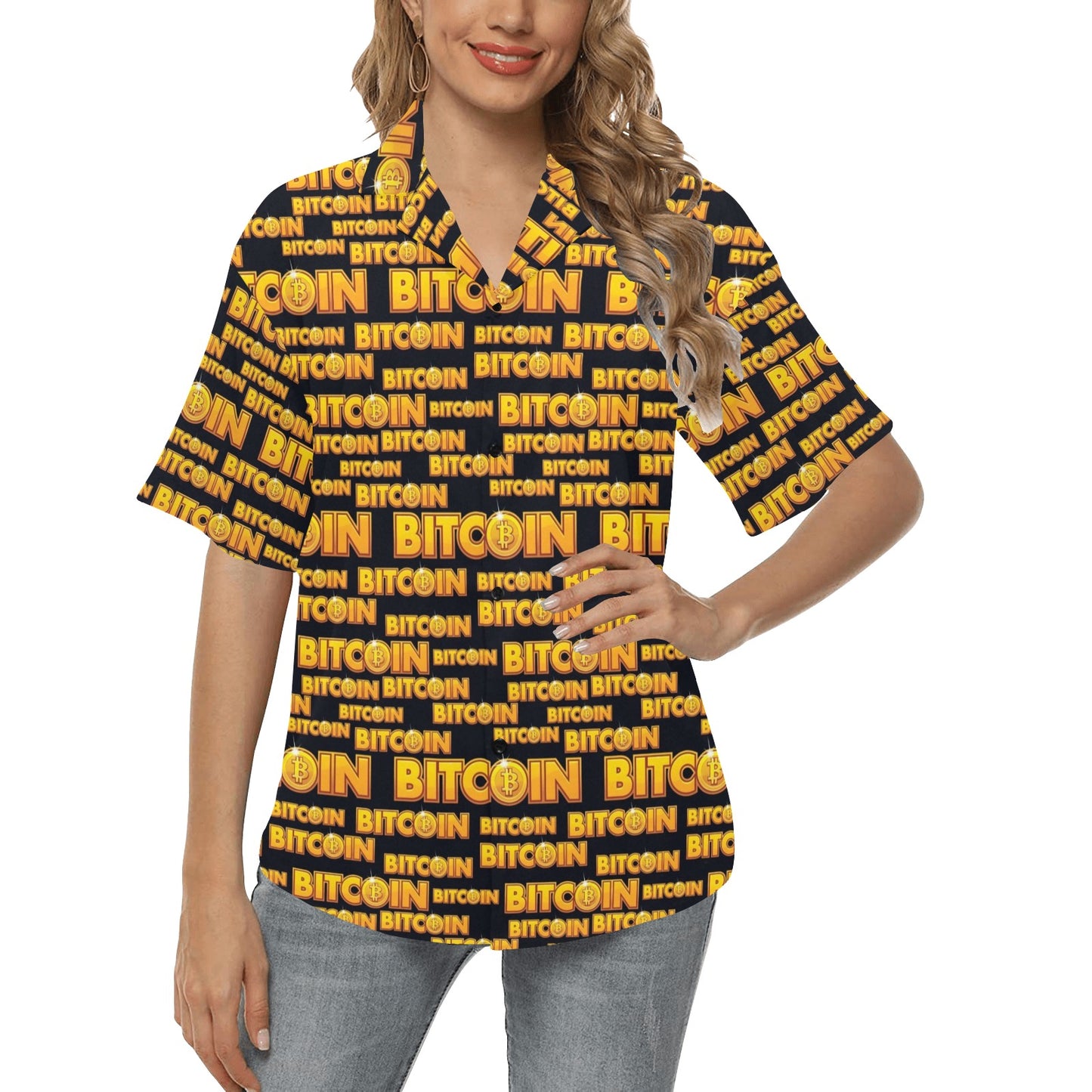 Bitcoin Pattern Print Design DO03 Women's Hawaiian Shirt