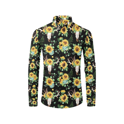 Sunflower Pattern Print Design SF08 Men's Long Sleeve Shirt