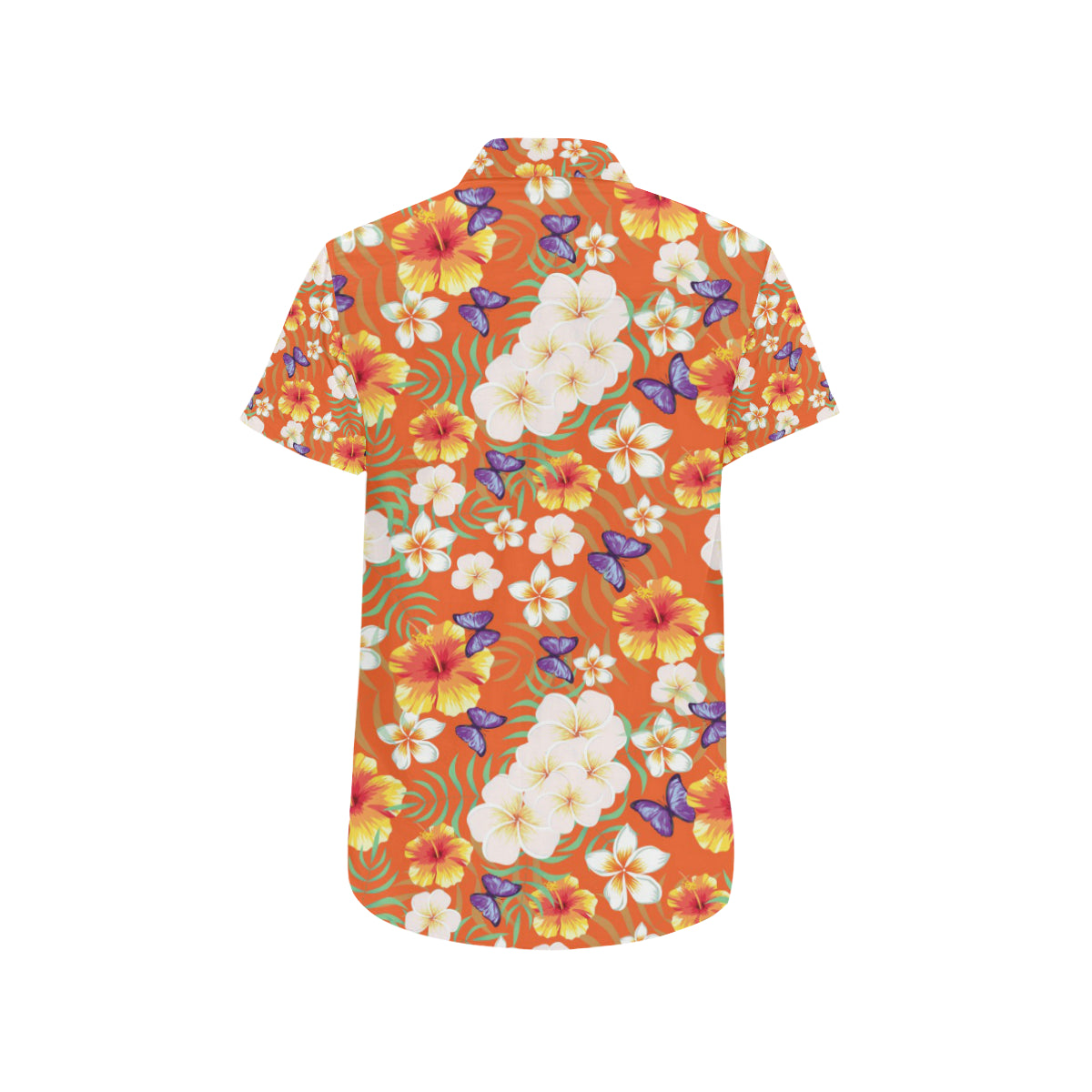 Tropical Flower Pattern Print Design TF027 Men's Short Sleeve Button Up Shirt