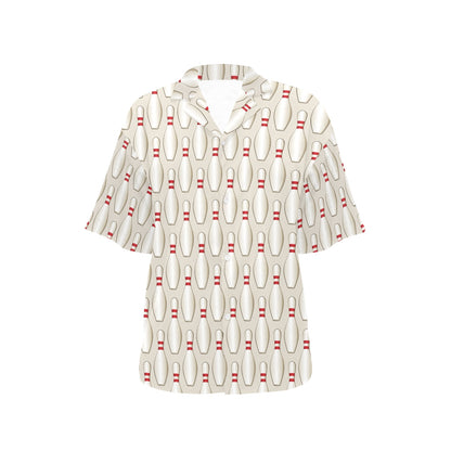 Bowling Pin Pattern Print Design 01 Women's Hawaiian Shirt